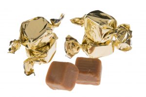 Gold twist wrapped fudge pieces