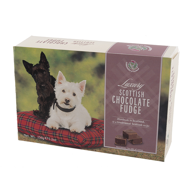 Luxury choc fudge scottie dog carton