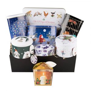 christmas hamper filled with handmade christmas fudge